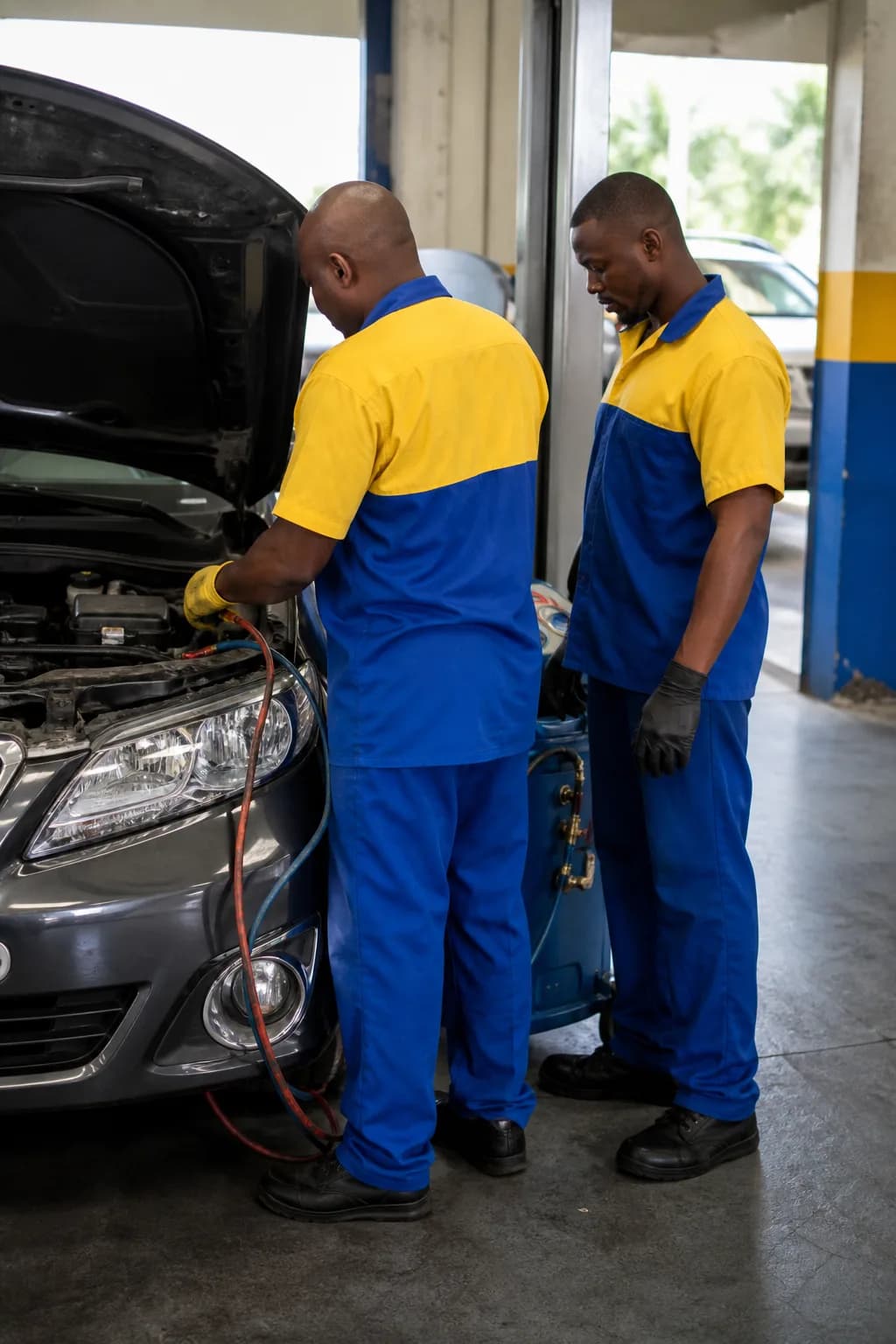 Equipo de Ramón Auto Aire en el taller